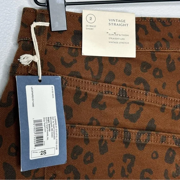 NWT Universal Thread Vintage Straight Jeans Brown Leopard Size 2 Short 28" Waist - Picture 8 of 13